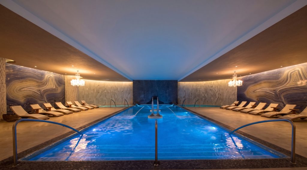 Indoor Luxury Spa Pool with Chandeliers